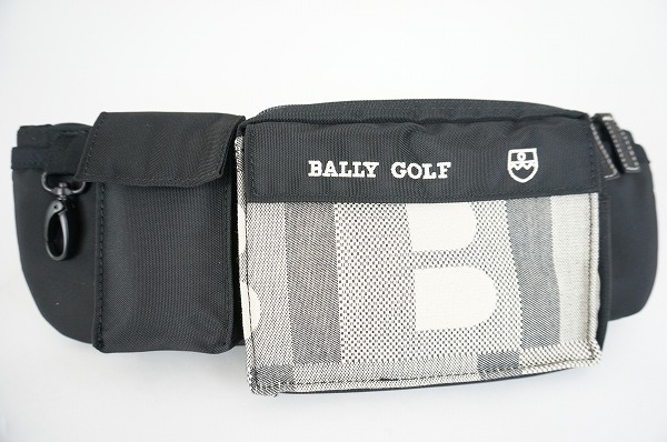 バリー(BALLY) GOLF ウエストポーチ 黒 白 ナイロン