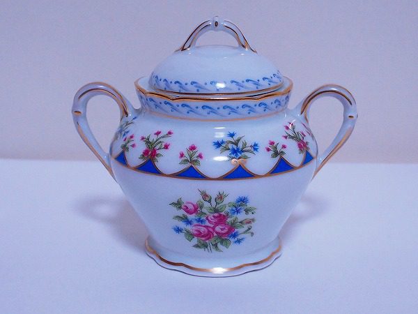 リモージュ　LIMOGES　ベルナルド　小花柄金彩　シュガーポット