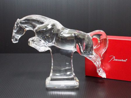 バカラ Baccarat 高級クリスタルガラス 走る馬 台付置物