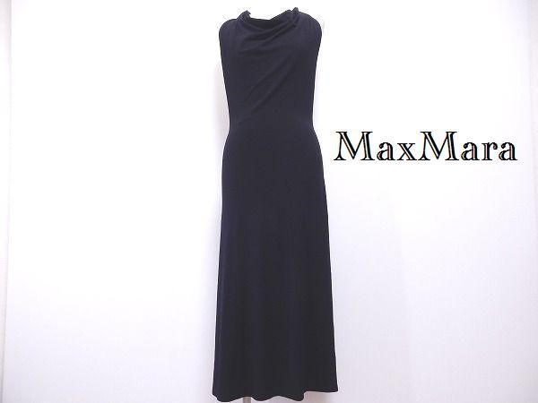 335284 MaxMara マックスマーラ 黒 ノースリーブ ワンピース 38
