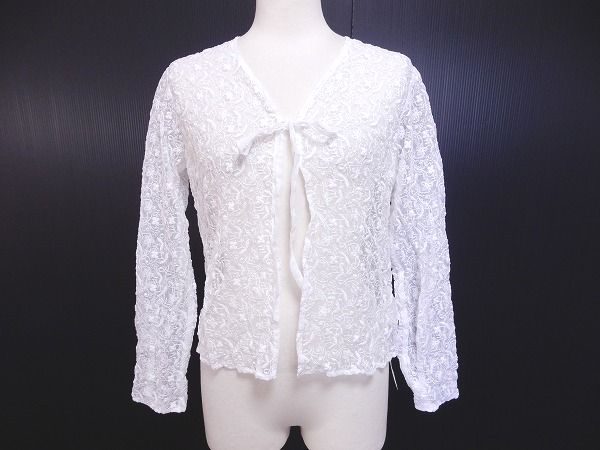 SCAPA スキャパ 白花刺繍柄 カーディガン 38