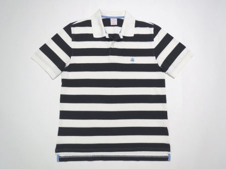 391291 ブルックスブラザーズ Brooks Brothers 半袖ポロシャツ M 白x濃紺