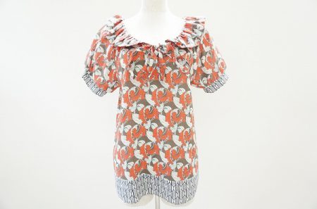 ポールアンドジョーシスター 半袖フリル柄プリントブラウス