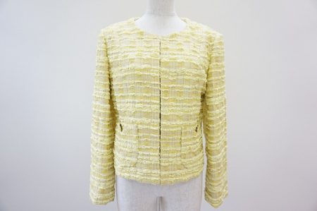 ラメ糸の光沢が華やかなマダムジョコンダのノーカラージャケット