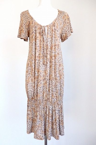 ヒステリックグラマーのレオパード柄裾シャーリング切替ワンピース