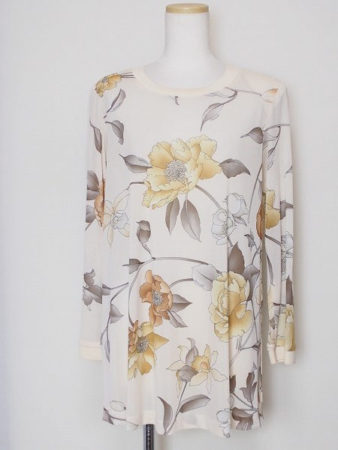 レオナール LEONARD ベージュ茶系花柄M チュニック 394874