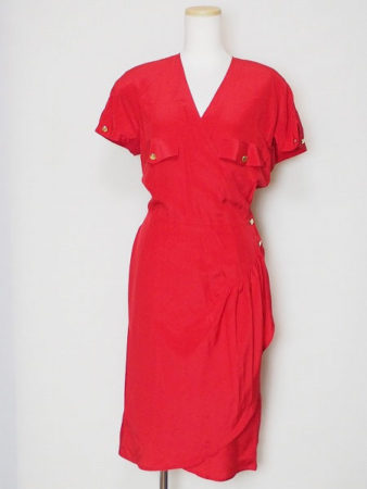 イタリー製 ヘルノ HERNO 赤44シルク麻100％ ワンピース 372662