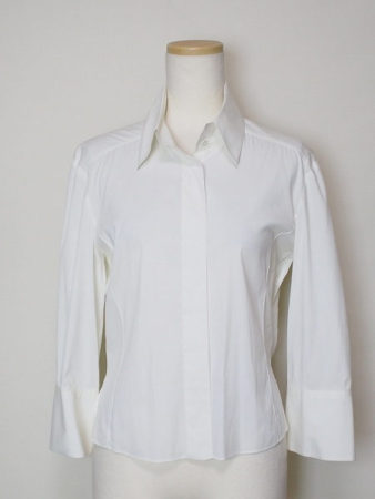 シャネル CHANEL オフホワイト 七分袖 シャツブラウス 409002