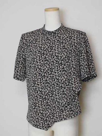 詩仙堂 BY HITOSHI 黒ベージュ柄 ポリエステル ブラウス 399653