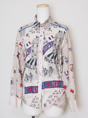 アルベロベロ OLLEBOREBLA ブタさんの柄 シャツブラウス