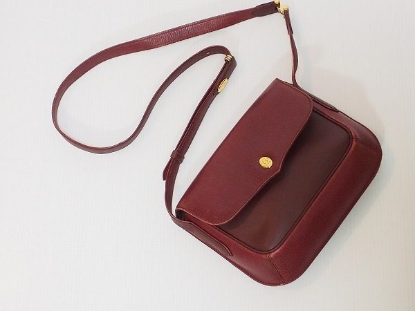 カルティエ Cartier ワインカラー皮革 ショルダーバッグ 422299