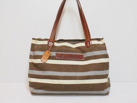 フェリージ Felisi カーキ水色白ボーダー トートバッグ 373273
