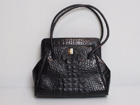 ジョンガリアーノ 黒背ワニクロコダイル調 ハンドバッグ 432463