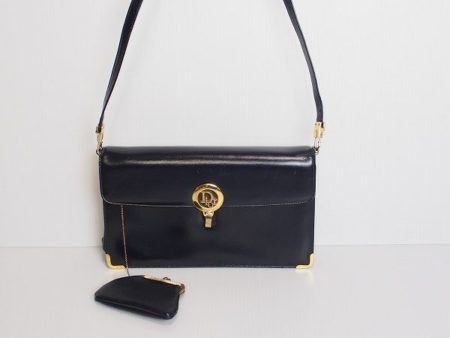 クリスチャンディオール Dior 紺皮革 ショルダーバッグ 415043
