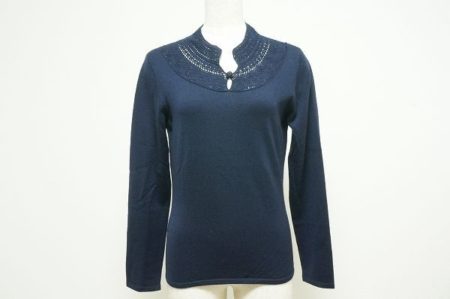 スキャパ SCAPA ク済 レース入り ニット 紺 38#444956