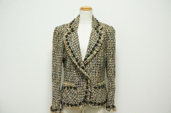 伊太利屋 ツイード デザイン ジャケット ストーン ９ #369825