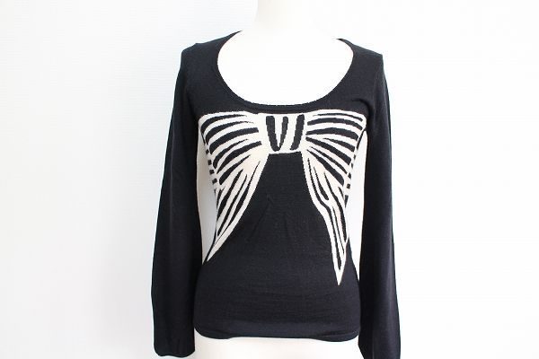 シトラスノーツ ニット リボン柄 トップス M #388876