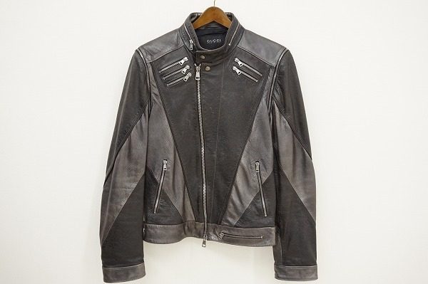 個性的なデザインが光る。グッチのメンズレザーライダースジャケットを買取しました