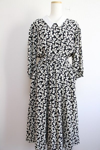 インゲボルグ 清楚系 リボン柄 L~XL ロングワンピース #454431