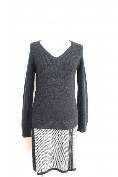 インディヴィ ニットワンピース 切替 36 S #373109