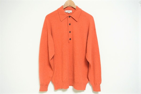 エルメネジルドゼニア セーター ポロシャツ 52 オレンジ カシミヤ メンズ