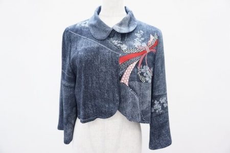 オリエンタル・シックな詩仙堂の和柄リボンデニムジャケット