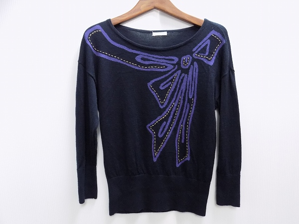 キャシャレル セーター 1 ウール 紺 紫 レディース
