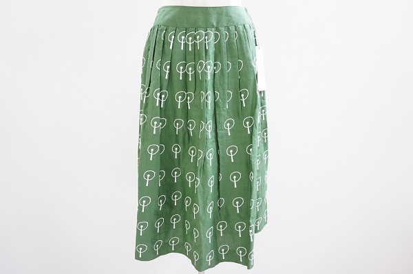 サリースコット Sally Scott スカート 9 緑 刺繍 麻 美品 レディース