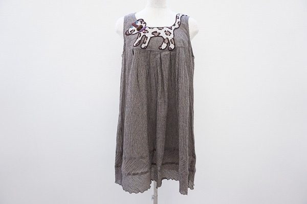 ネコのアップリケがインパクト大！アルベロベロの麻混ワンピースを買取しました