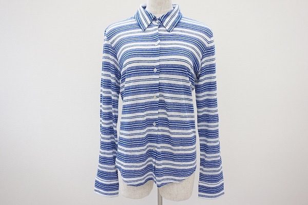横ストライプが個性的で珍しい。アニエスベーのレディース向けシャツブラウスを買取りました