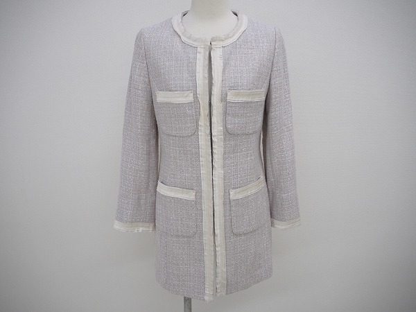 イネドのグレーのレディースコートを買取りいたしました　ツイードがオシャレ感を生み出す。