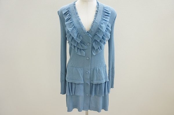 フリルがふんだんにデザインされたエレガントなヒロコビスのロングカーディガンを買取いたしました