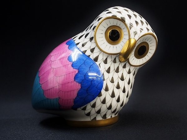 古代ギリシャのコリント期のふくろうをモチーフにした愛らしいヘレンドのフクロウ フィギュリンを出張買取いたしました