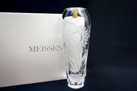 ヒマワリが描かれたマイセンクリスタルのフラワーベースを買い取りました