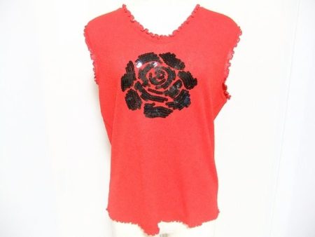 情熱的な赤と薔薇で女性を魅力的に見せる、伊太利屋のカットソーを買取いたしました