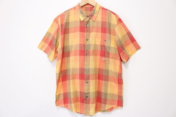 暖色系のお色使いが馴染みやすいパパス（Papas）のブロックチェックボタンシャツを宅配買取にてお売り頂きました