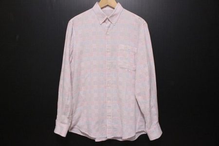 淡いピンクのチェックのパパス（Papas）の長袖シャツを宅配買取にてお売り頂きました
