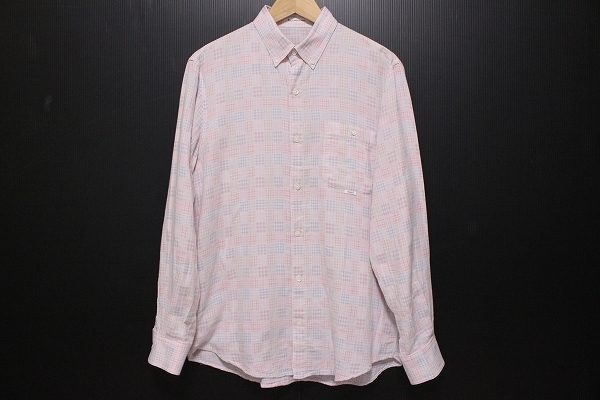 淡いピンクのチェックのパパス（Papas）の長袖シャツを宅配買取にてお売り頂きました