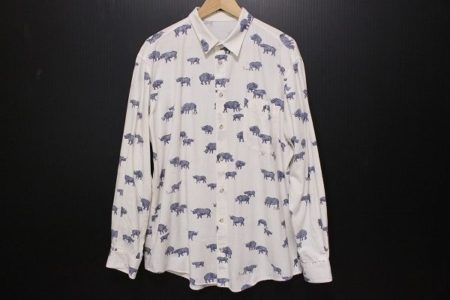 サイの総柄デザインで個性的なパパス（Papas）の長袖シャツを宅配買取にてお売り頂きました