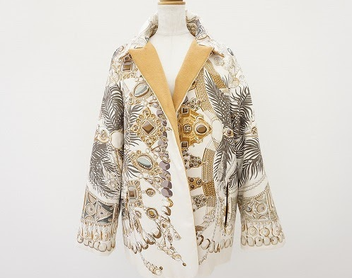 アルパカ混で高級感と華やかさのあるオレンジのリバーシブルコート！エルメス HERMES