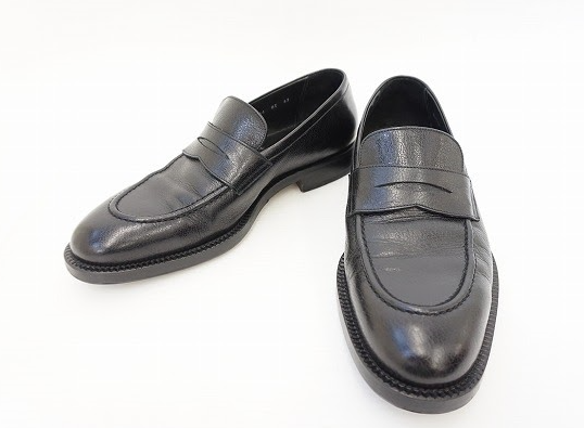 定番デザインで履き心地抜群ブラックレザーの男性用コインローファー!ジョルジオアルマーニ GIORGIOARMANI