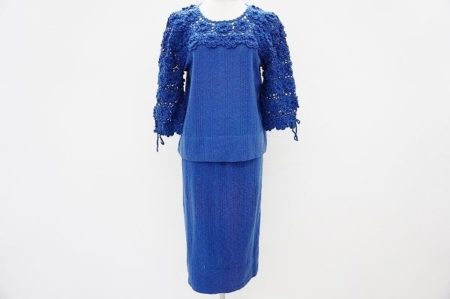 丁寧な編みで芸術品のような特別感、斉藤都世子のセットアップを買取いたしました