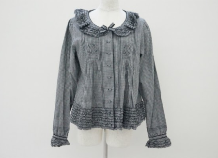 細かいギンガムチェックが大人可愛いピンクハウス PINKHOUSEのフリルブラウスを買取させて頂きました。