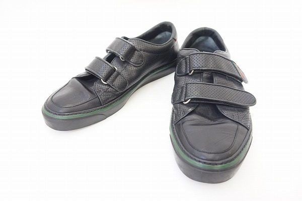 ダークグリーンのニュアンスがおしゃれなグッチのレザースニーカーを買い取りました