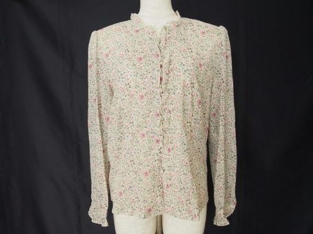 可憐な小花柄！バラ色の暮しの長袖ブラウスをお売りいただきました