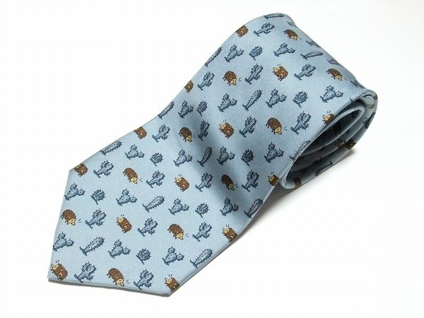 ハリネズミとサボテンの柄が可愛いエルメスのネクタイを査定させていただきました