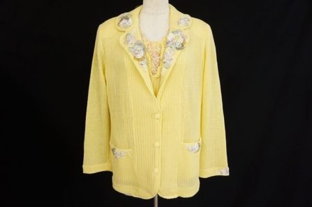 柔らかいイエローで気分も上がる！アトリエサガンのアンサンブルを買取しました