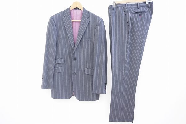 グレー×ストライプがさやわか！バーバリーブラックレーベルのシングルスーツを買取しました
