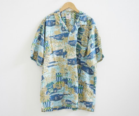 爽やかなブルーの半袖シルク素材シャツ!パパス