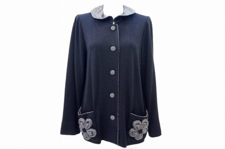 黒とグレーの絶妙なコントラストがポイント！斉藤都世子のニットジャケットを買取しました